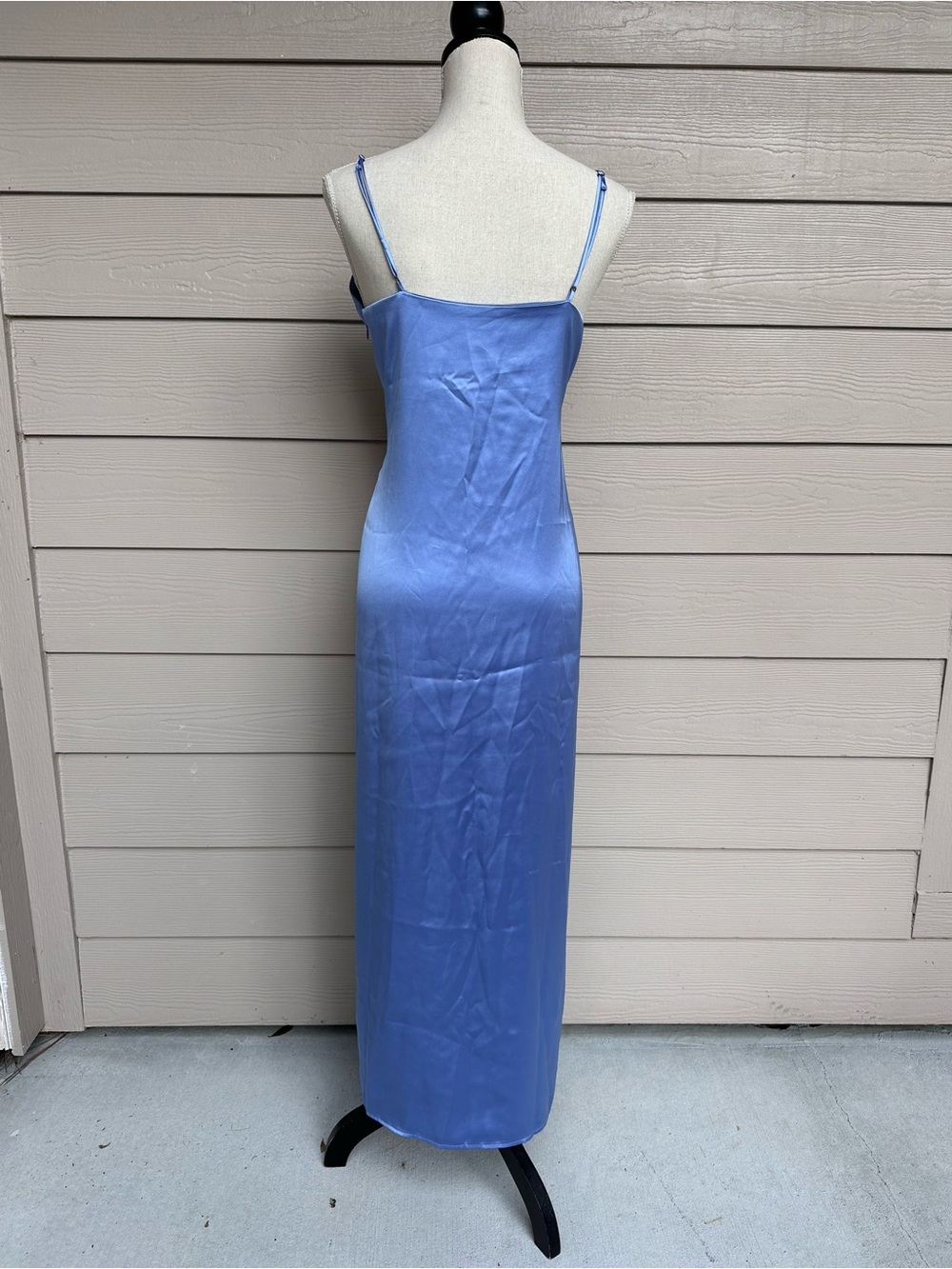 Marine Layer Women's Gabrielle Slip Maxi Satin Dress Periwinkle Size Large (A7) - Picture 7 of 10